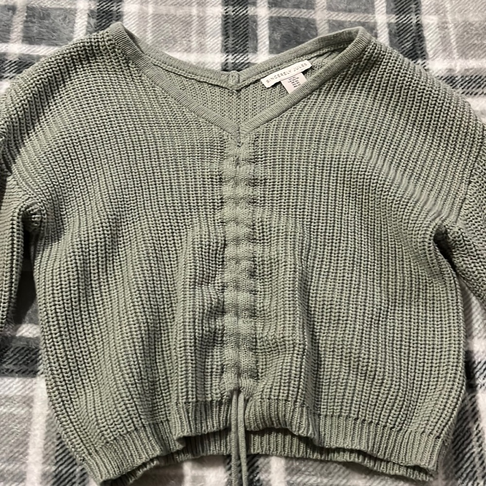 GREEN CROPPED SWEATER